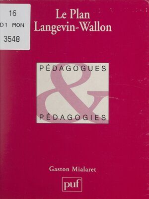 cover image of Le plan Langevin-Wallon